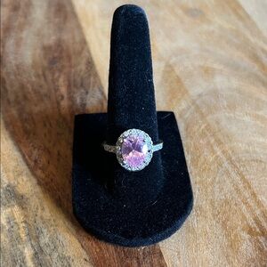 Elegant Pink Gemstone sterling Silver Ring